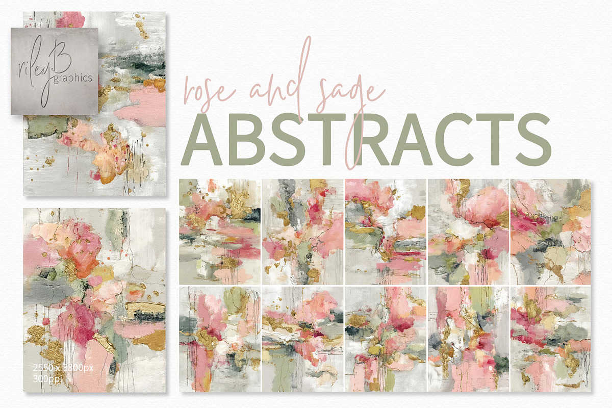 Rose and Sage Abstracts, a Decorative Illustration by rileyBgraphics (Photo 1 of 7)