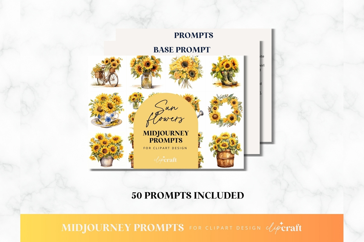 Sunflower Clipart Midjourney Prompt, a Decorative Illustration by ClipCraft (Photo 2 of 9)