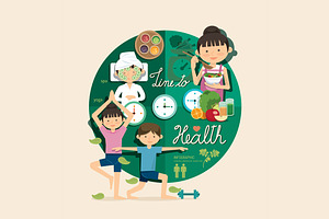 Boy and girl time to health