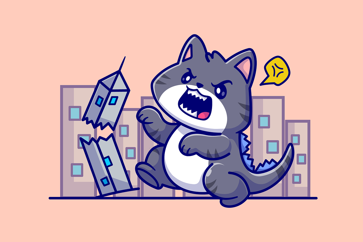 Cute Angry Cat Dino Destroy Building, an Animal Illustration by Catalyst Labs (Photo 3 of 3)