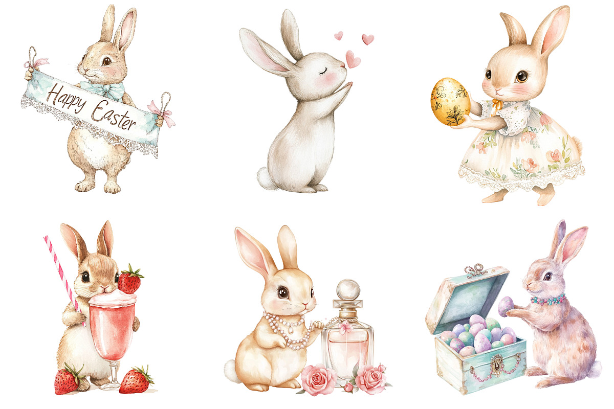Easter Bunny Coquette Happy Easter, an Illustration by DreamArtGraphic (Photo 2 of 4)