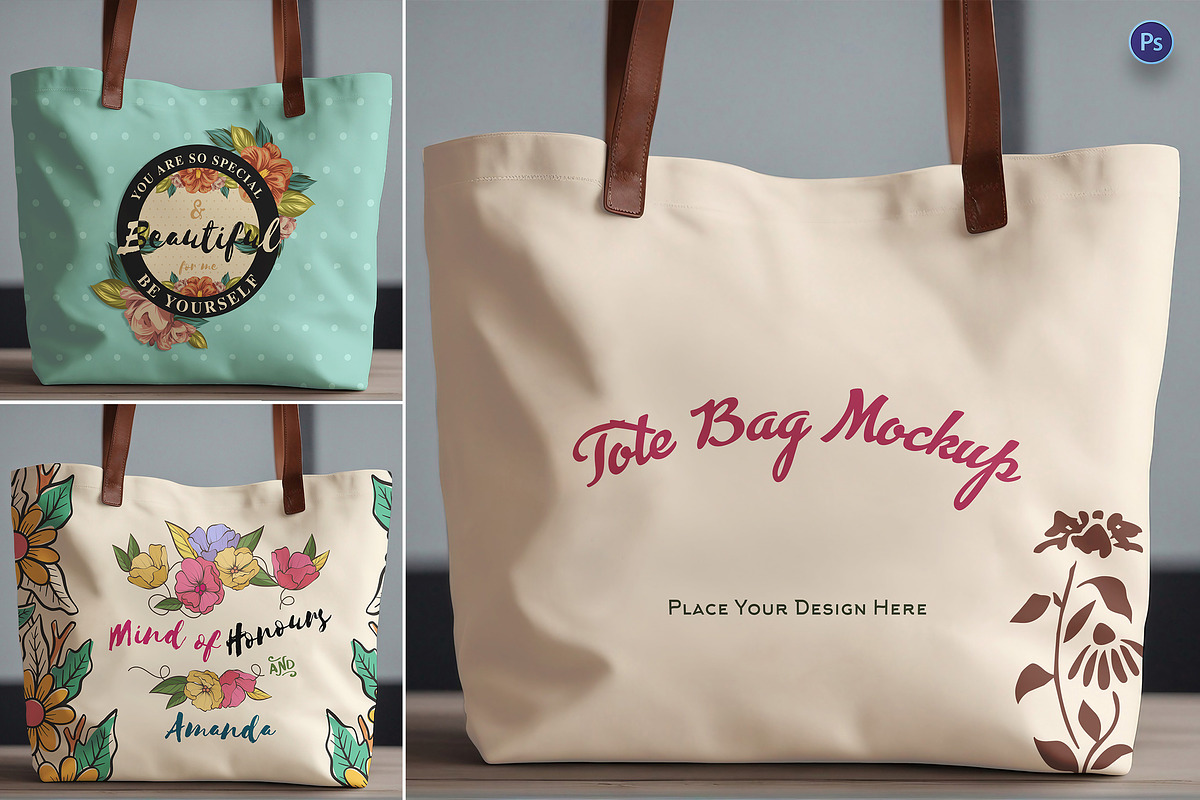 Leather Handle Tote Bag Mockup, a Merchandise Mockup by 3djagan (Photo 1 of 4)