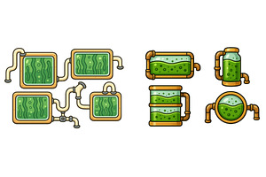 Various green liquid containers and, an Illustration by ZinetroN