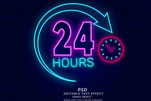 24 Hours Neon PSD Smart Layer Style, a Layer Style Add-On by TrueVector