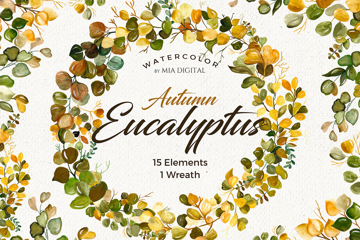 Watercolor Eucalyptus Branches, an Illustration by Mia Digital (Photo 1 of 5)