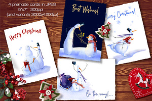 SNOWMEN Watercolor Winter Set