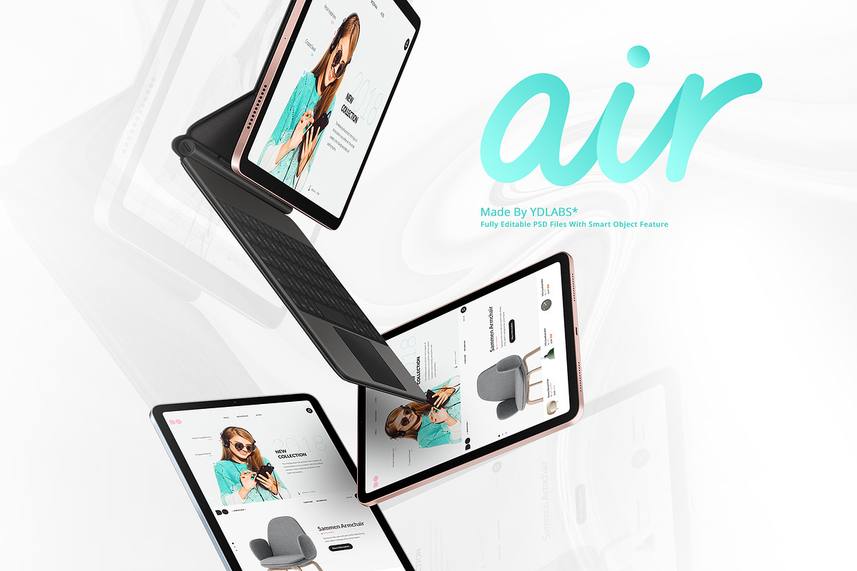 All New iPad Air Mockups, an iPad Mockup by ydlabs (Photo 1 of 9)