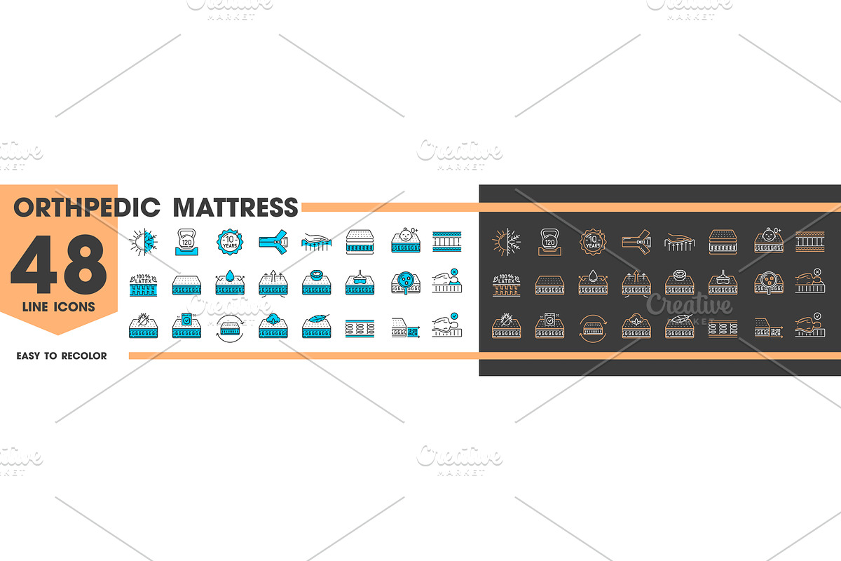 Bed orthopedic memory mattress, a Healthcare Illustration by Vector Tradition