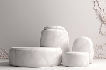 Empty podium showcase natural white marble design, a Photo by Dvoevnore photos