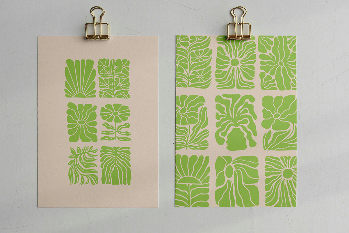 Retro Flowers linocut bundle, an Illustration by ClayStudio (Photo 4 of 8)