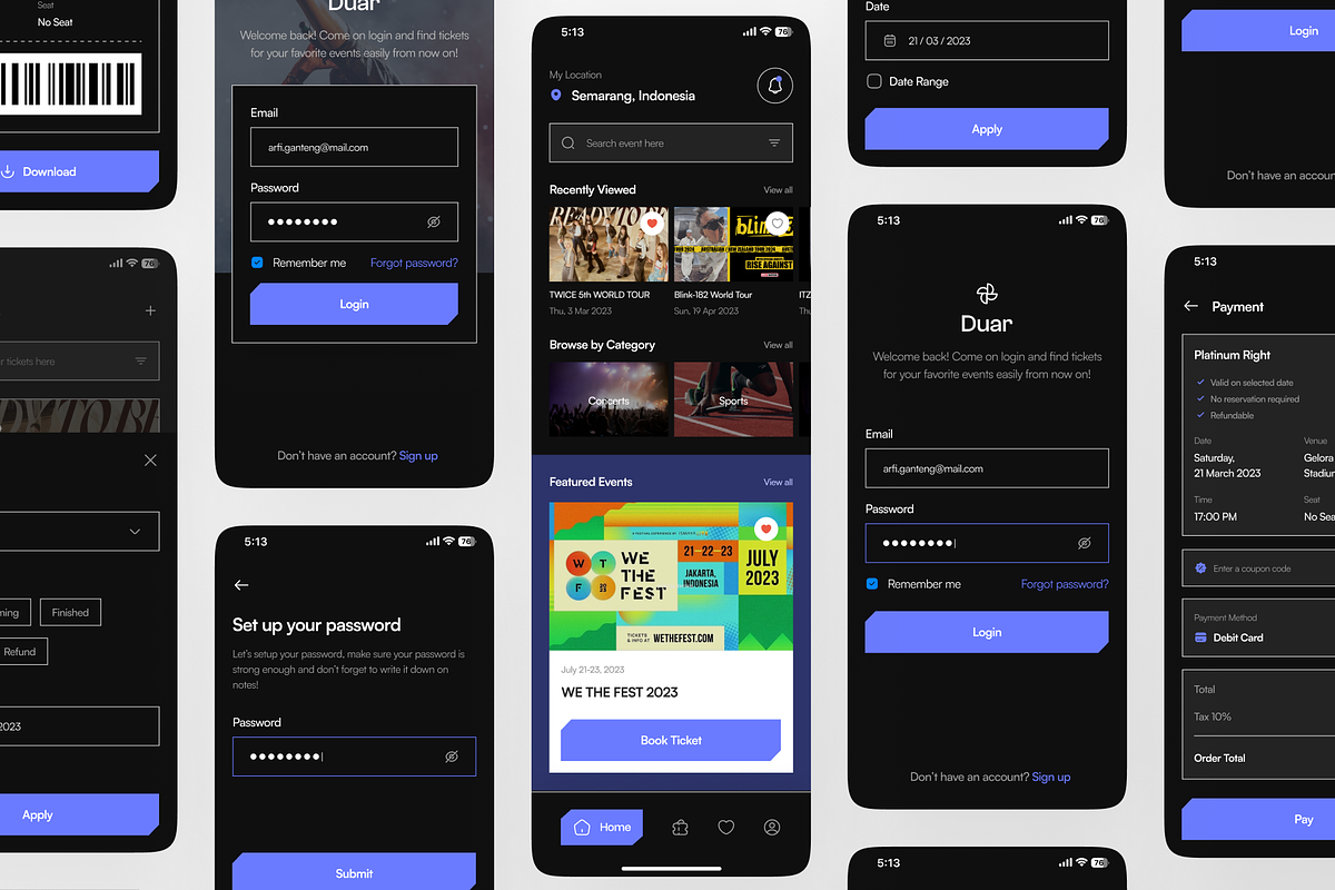 Duar - Event Mobile App UI Kit, an UI Kit Template by pickolabstudio (Photo 6 of 6)