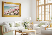 Pink Peonies Coastal Painting, a Background Graphic by Floraphoria (Thumbnail 2 of 9)