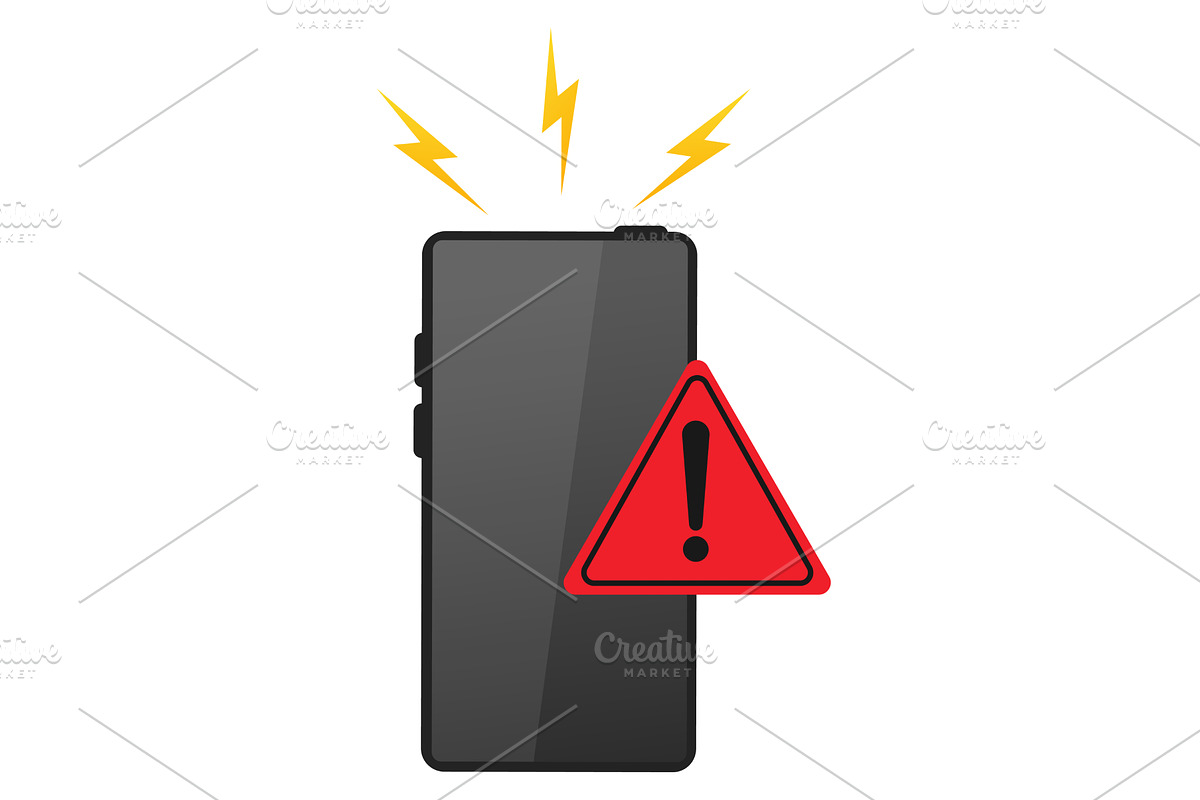 Smartphone with red exclamation mark, a Technology Illustration by Vectorbuum