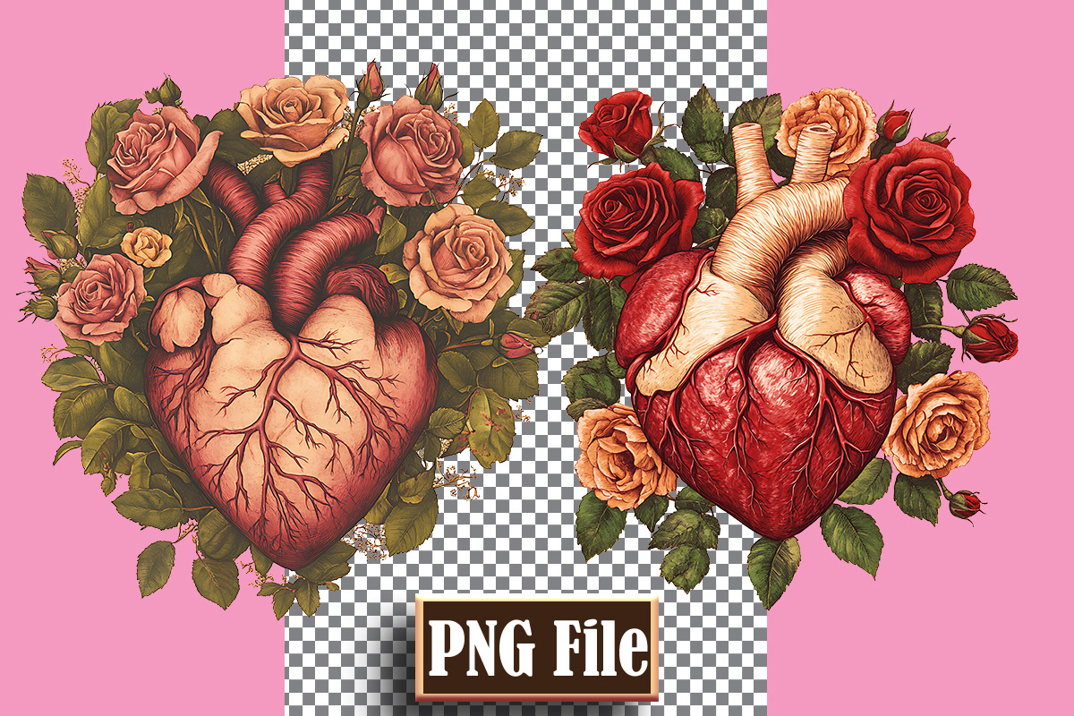 Floral Heart Clipart Bundle Png, an Object Graphic by protabsorkar11 (Photo 9 of 9)