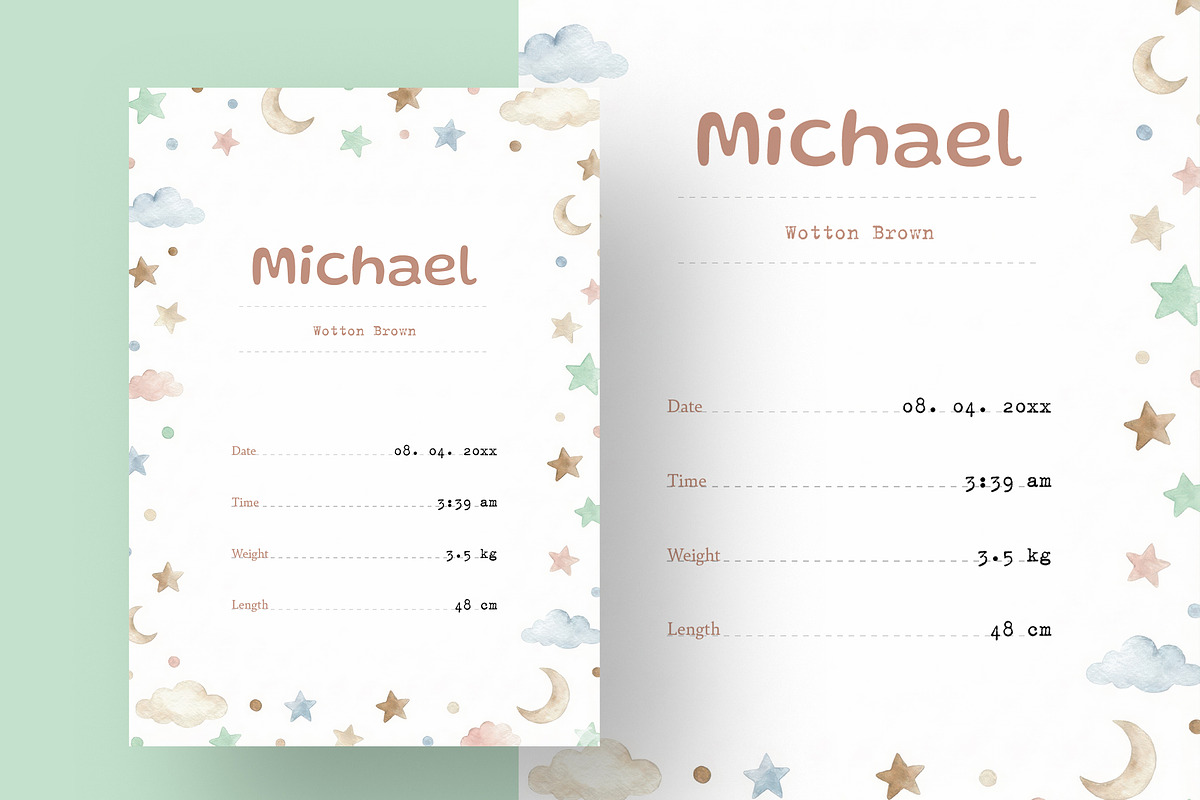 Minimal Birth Announcement Card, a Card Template by Filip Studio (Photo 2 of 3)