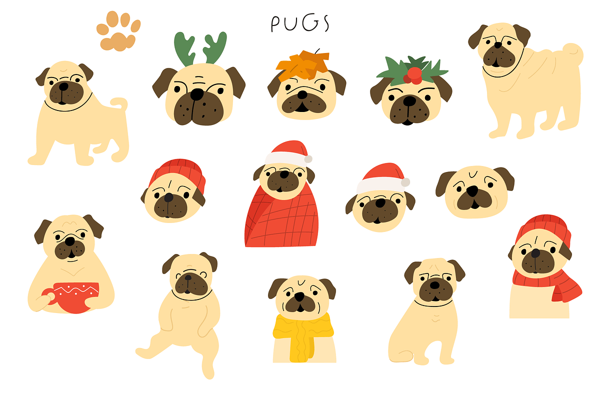 Christmas woof. Cute dogs collection, an Animal Illustration by cutelevindesign (Photo 3 of 16)
