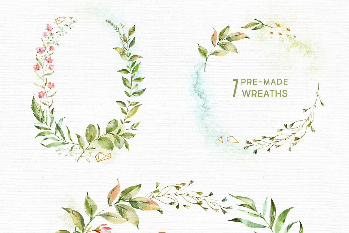 Crystal. Floral & Polygonal Bundle, a Decorative Illustration by OctopusArtis (Photo 7 of 15)