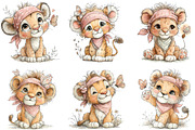 Baby Lion With Butterfly Clipart, an Illustration by CraftArtStudio (Thumbnail 5 of 6)