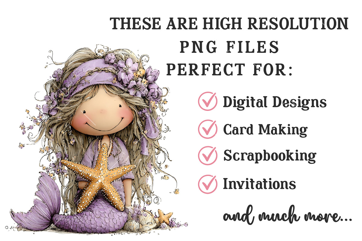 Whimsical Summer Mermaid Clipart, an Illustration by OK Design (Photo 4 of 6)