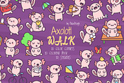 Kawaii Axolotl Summer Walk, a Seasonal Illustration by Palau (Thumbnail 1 of 12)