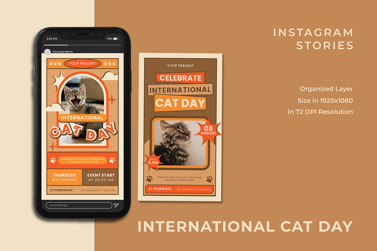 Cat Day Instagram Template, a Social Media Template by Artnivora.Std (Photo 2 of 3)