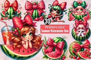 Summer Watermelon Coquette Bow Subli, an Illustration by SVGArt