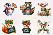 Animals Holding Merry Christmas Sign, an Illustration by CreationArt (Thumbnail 3 of 5)