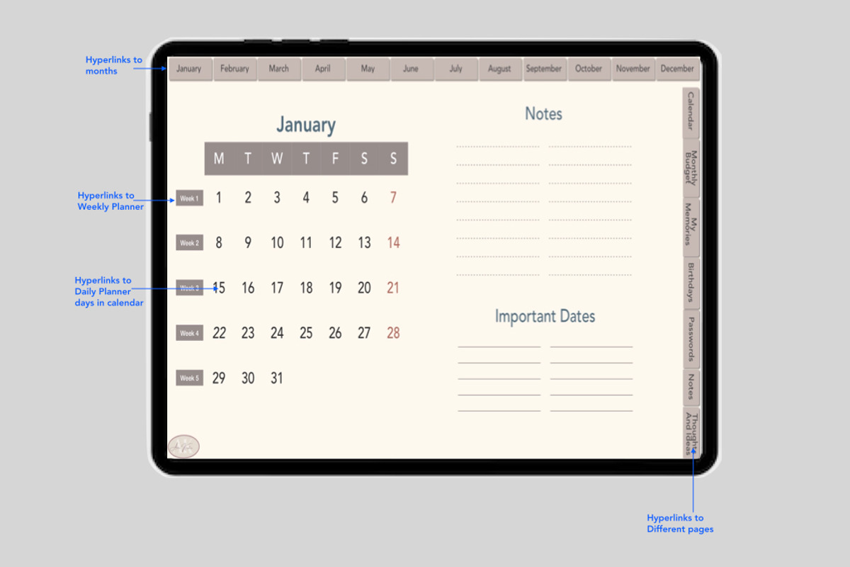 Dated 2024 Digital Planner, a Websites & App Template by Anne Kristin Designs (Photo 2 of 4)