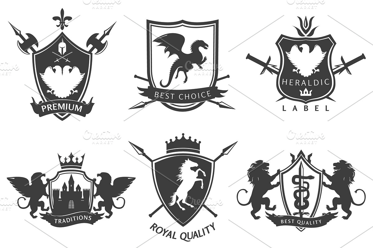 Heraldic Black White Labels, a Branding & Logo Template by Alexander Belenkiy