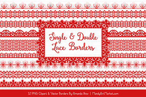 Red Lace Clipart Borders, an Illustration by Amanda Ilkov