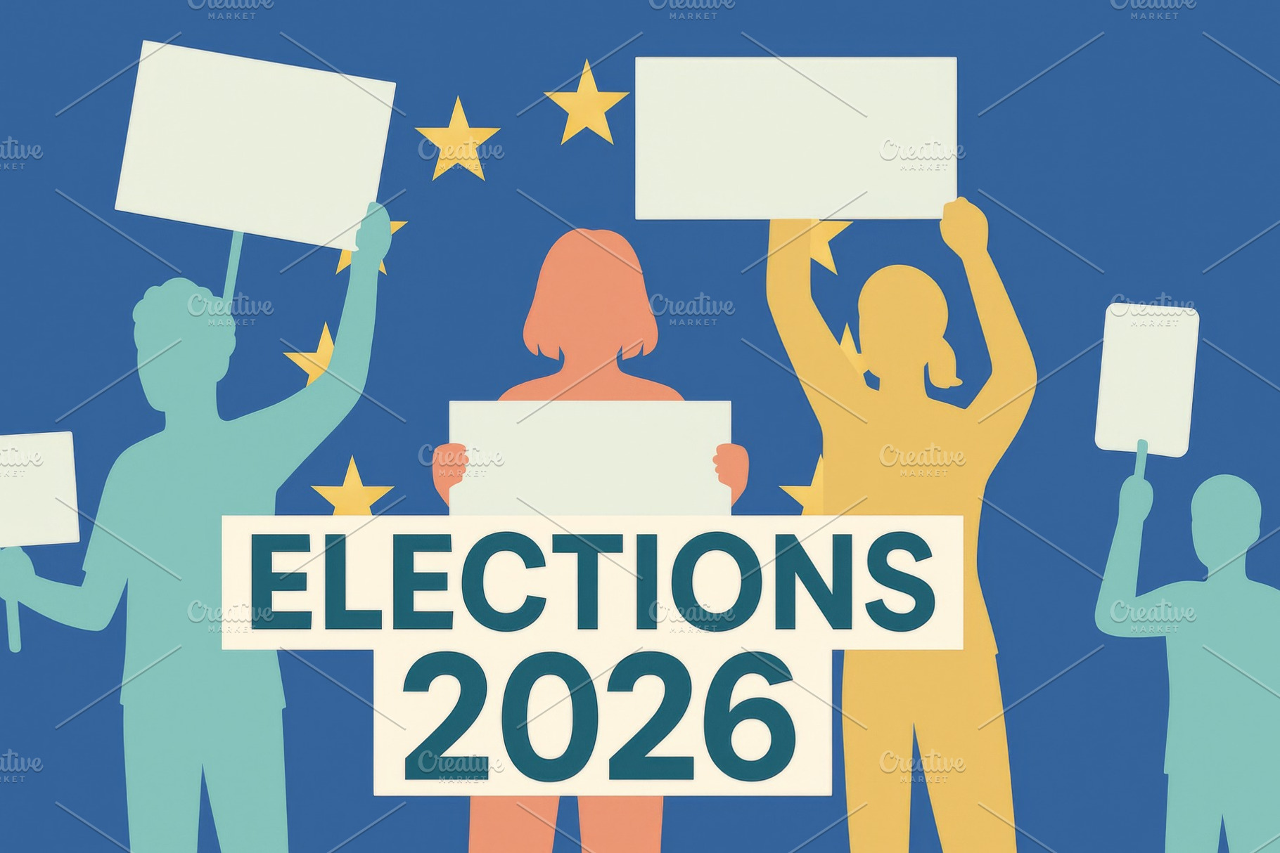 Elections 2026 graphic with people h, a Photo by Dvoevnore photos