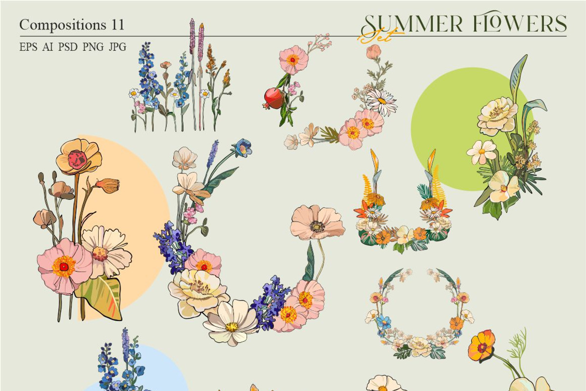 Summer flowers set, a Seasonal Illustration by Collection by VY (Photo 9 of 11)
