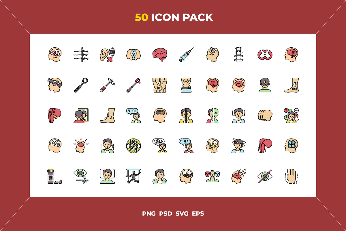 Neurological disorders icons, an Outline Icon by Wencory (Photo 1 of 2)