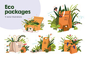 Eco package. Paper bags, kraft boxes, an Object Illustration by Good Studio (Thumbnail 1 of 7)