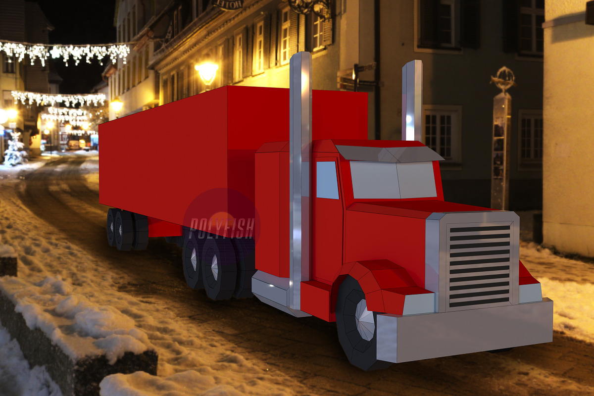 Christmas Truck 3D model template, a Templates & Theme by PolyFish (Photo 3 of 7)