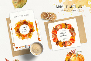 50% SALE Bright Autumn Watercolor