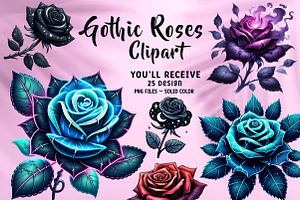 Gothic Roses Clipart Bundle, an Illustration by CreationArt