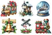 Christmas Train Station Clipart, an Illustration by Daily.Designs (Thumbnail 4 of 5)