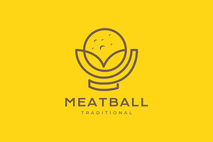 bowl meatball cuisine line logo, a Branding & Logo Template by devastd