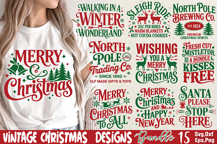 Vintage Christmas  Svg Bundle