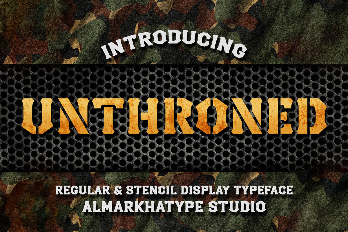 Unthroned – Versatile Military Font, a Serif Font by Almarkhatype (Photo 1 of 11)