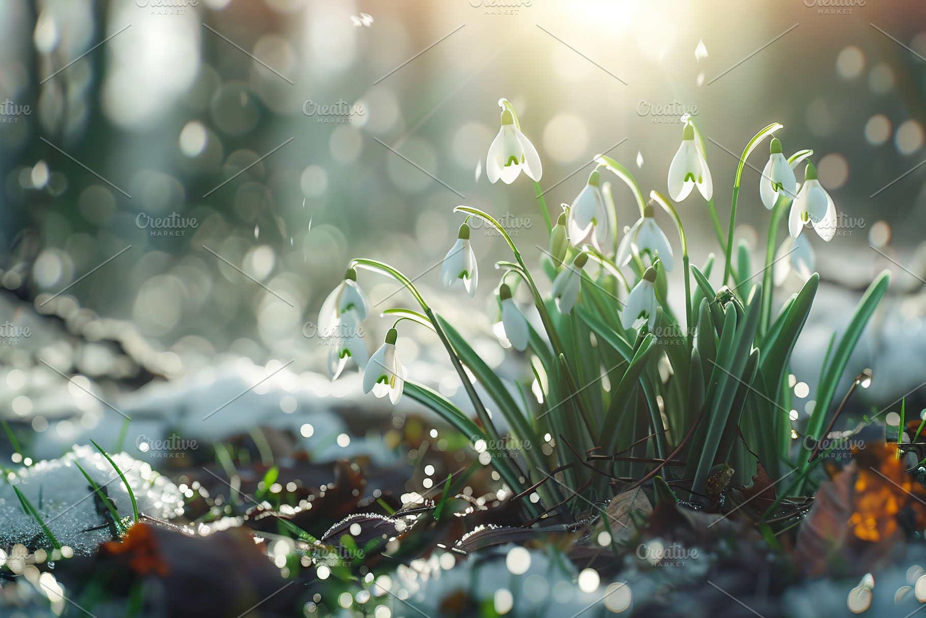 Blooming snowdrop flowers outdoors, a Nature Photo by AlyaAnd