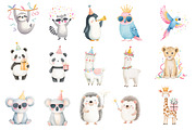 Watercolor Party Animal Clipart, an Illustration by Designworld (Thumbnail 2 of 5)