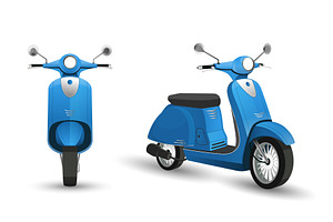 Blue retro scooter, a Transportation Illustration by Yayasya