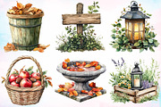 Watercolor Autumn Garden Clipart PNG, an Illustration by Canvas Craft (Thumbnail 3 of 3)