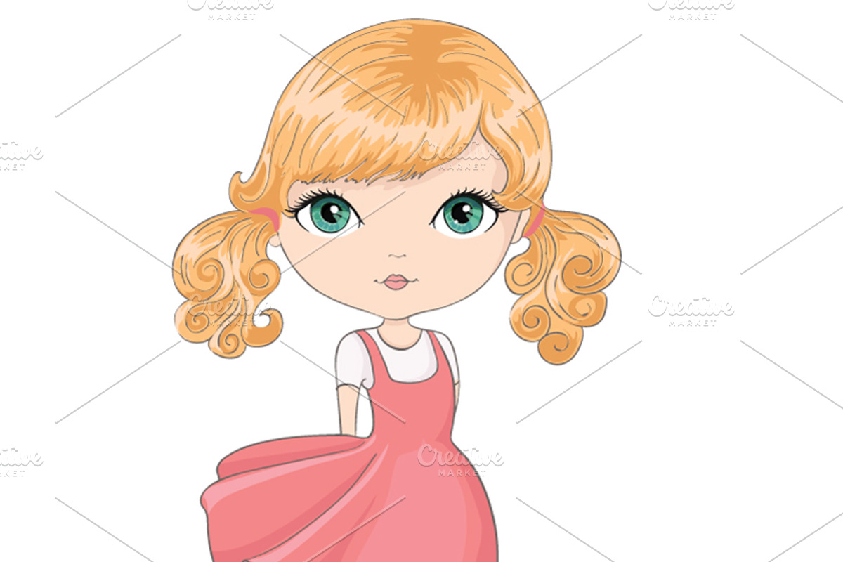 set with 32 cartoon girls-cute girls, an Animal Illustration by StudioLondon (Photo 31 of 33)