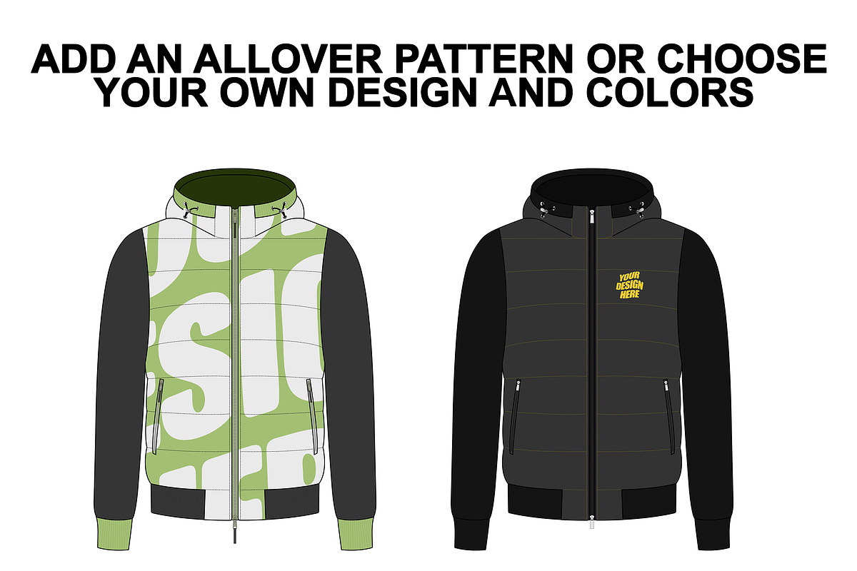 Puffer Zipped Hoodie Vector Mockup, an Apparel Mockup by Infinity Mockups (Photo 3 of 9)
