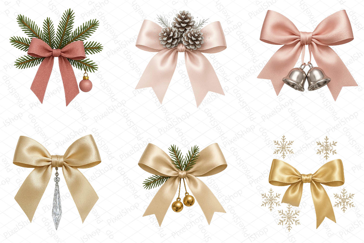 Coquette Christmas Bow Clipart, an Illustration by DreamPrint404 (Photo 3 of 4)