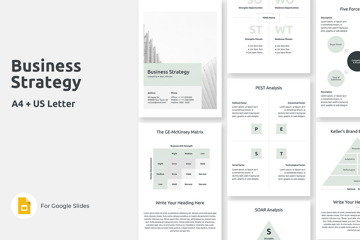 A4 Business Strategy Google Slides, a Presentation Template by JetzTemplates (Photo 1 of 8)