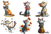 Floral Cute Cat Clipart, an Illustration by Pixels.Craft (Thumbnail 4 of 5)